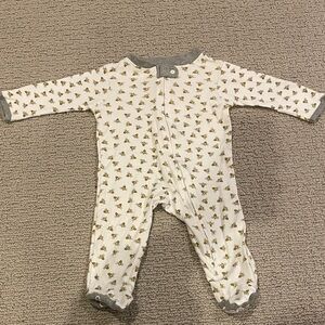 Burt's Bees Baby Cream & Gray Bee Print Footie